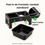 Kunststof voerbak past in beide vakken van de FURTASTIC voerbakstandaard