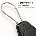 Close-up van de gevlochten staaldraad van de AirTag-houder