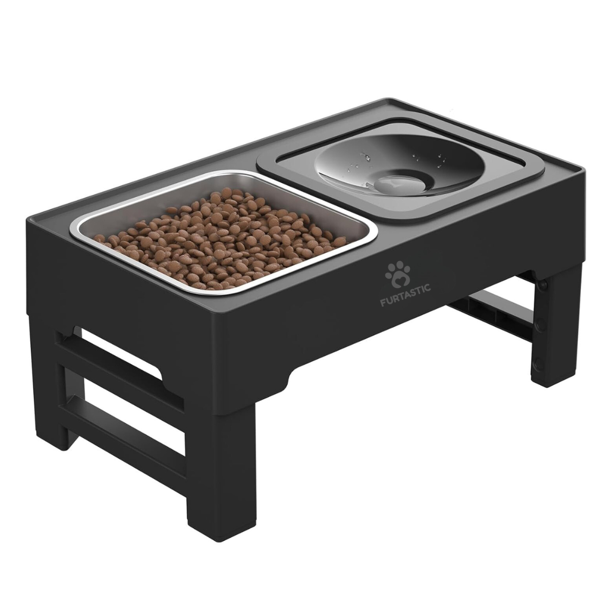 Second Chance Elevated Dog Feeder and Water Bowl - Stainless Steel Food Bowl + Spill-proof Water Bowl